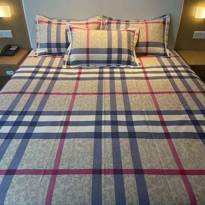 91家纺网 家纺一手货源 找家纺 仟网汇 2025全棉老粗布蕾丝花边三件套（无纺布手提包装） 巴宝格