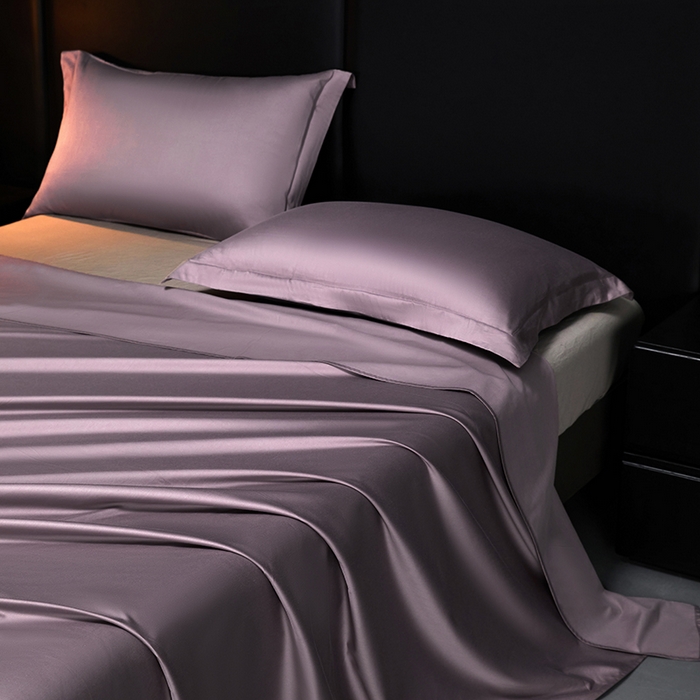 91家纺网 家纺一手货源 找家纺 秀色2025新款A类高端100s新疆长绒棉纯棉床单单件全棉单人贡缎加厚被单三件套 莫奈-香芋紫