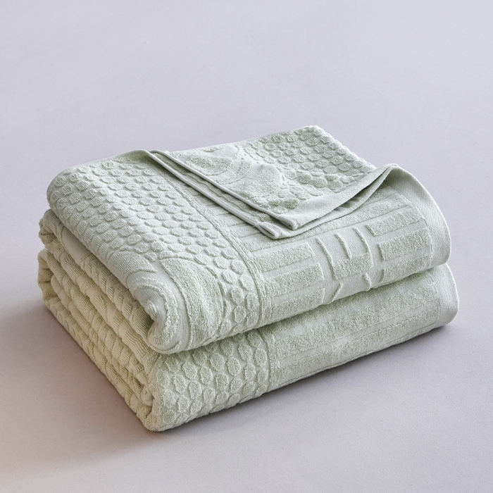 91家纺网 家纺一手货源 找家纺 爱港家纺 2025新款上海专版老式怀旧全棉A类纱布毛巾被 古韵-绿