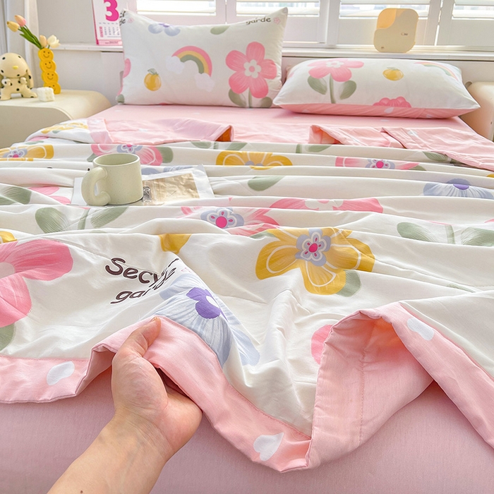 91家纺网 家纺一手货源 找家纺 思雅庭 2025新款里外全棉夏被新疆棉花夏凉被空调被 明媚春光