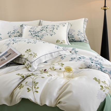 帅露家纺 2025新款50S莱赛尔天丝印花四件套 娇花弄影