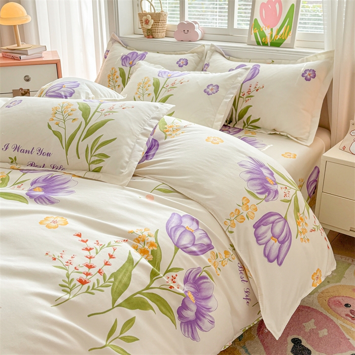 91家纺网 家纺一手货源 找家纺 爱一个家 2025新款植物羊绒四件套 幽境花开