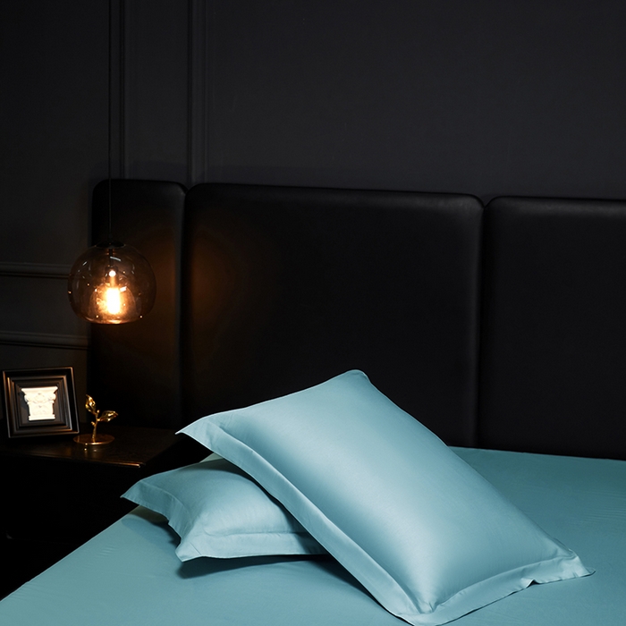 91家纺网 家纺一手货源 找家纺 秀色2025新款A类高端100s新疆长绒棉纯棉床单单件全棉单人贡缎加厚被单三件套 莫奈-雾霾蓝