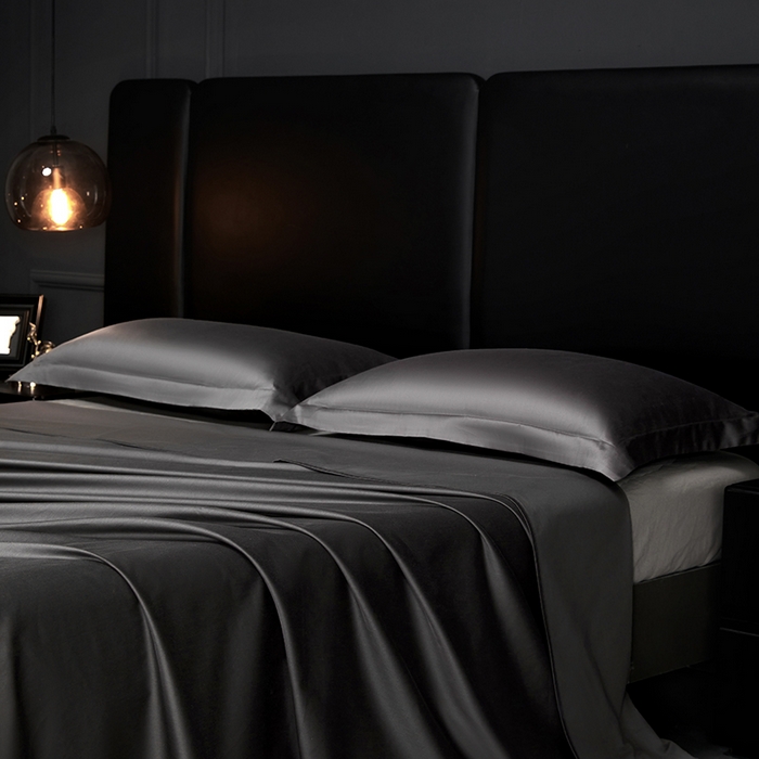 91家纺网 家纺一手货源 找家纺 秀色2025新款A类高端100s新疆长绒棉纯棉床单单件全棉单人贡缎加厚被单三件套 莫奈-帝王灰