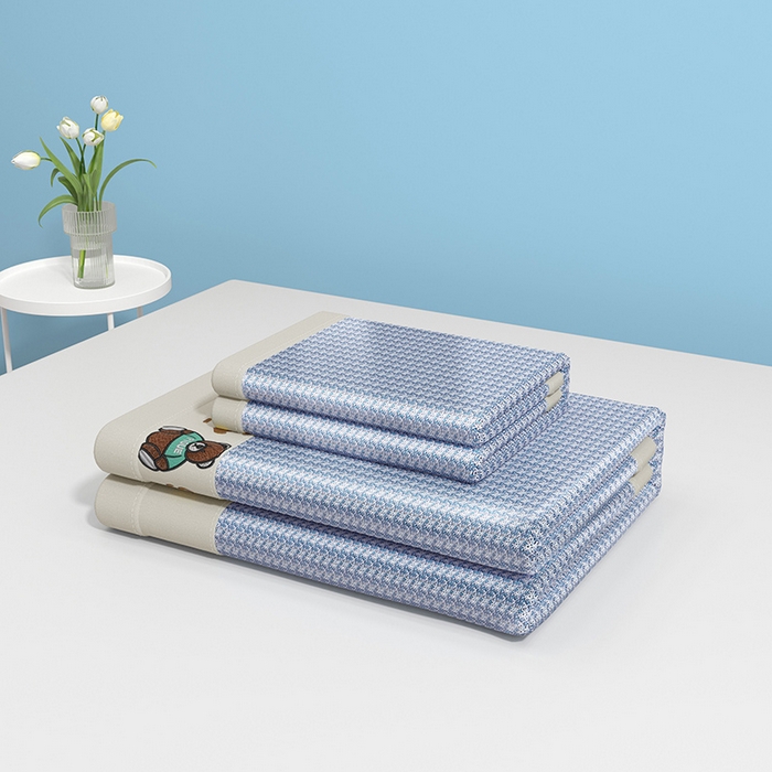 91家纺网 家纺一手货源 找家纺 绒艺席业 2025新款A类抗菌冰丝凉席系列-小冰熊款 冰熊-蓝