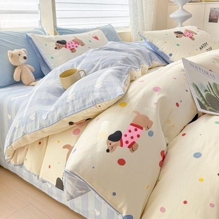 仔仔熊 2025新款全棉印花四件套 甜心汪星人