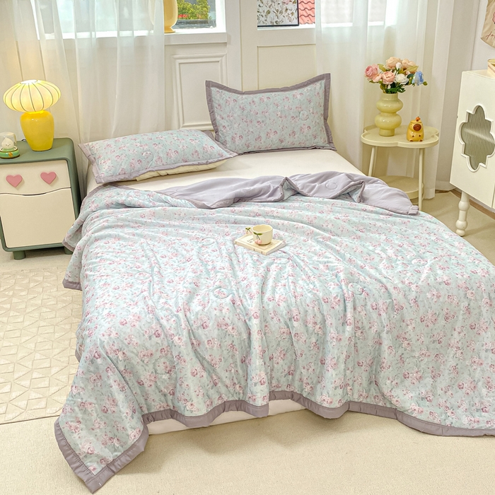 91家纺网 家纺一手货源 找家纺 顺顺家纺 2025新款凉感丝印花夏被空调被 春野之花