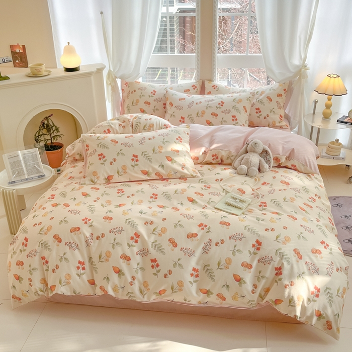 91家纺网 家纺一手货源 找家纺 仔仔熊 2025新款全棉印花四件套 春意盎然