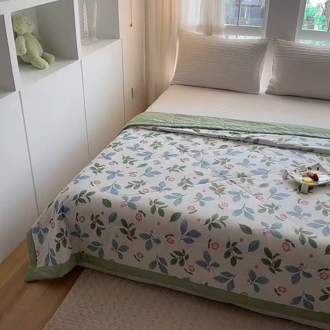 91家纺网 家纺一手货源 找家纺 瑜珠家纺 2025新款里外全棉棉花夏被 花样年华