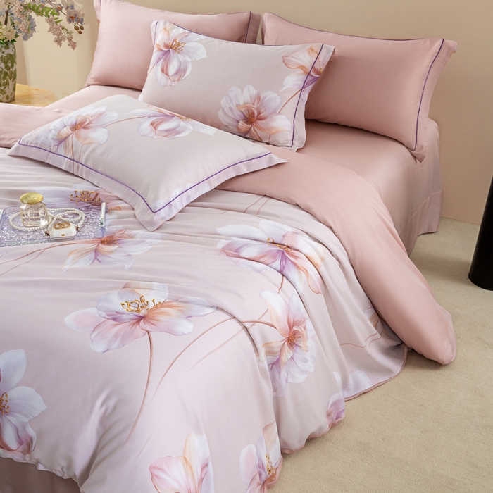 91家纺网 家纺一手货源 找家纺 帅露家纺 2025新款50S莱赛尔天丝印花四件套 古韵流香