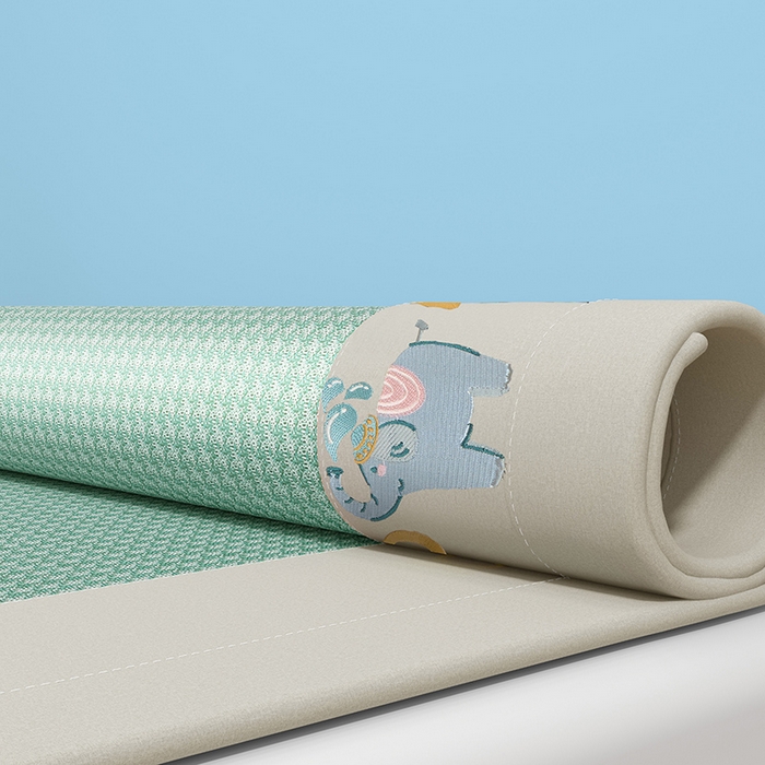 91家纺网 家纺一手货源 找家纺 绒艺席业 2025新款A类抗菌冰丝凉席系列-小象宝款 绿色