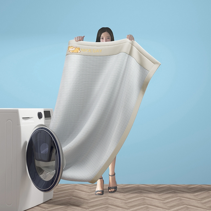 91家纺网 家纺一手货源 找家纺 绒艺席业 2025新款A类抗菌冰丝凉席系列-柯基款 灰色