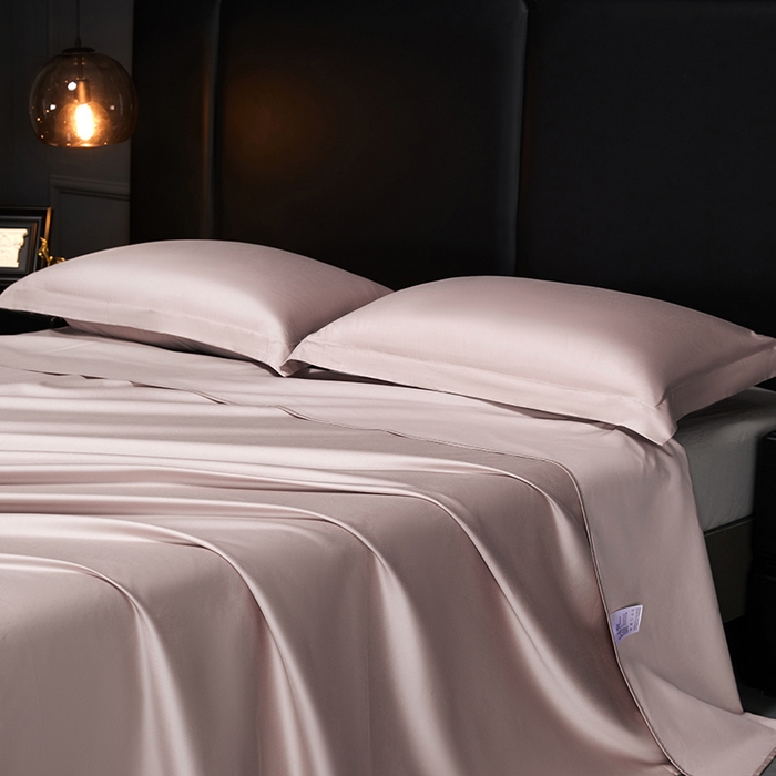 91家纺网 家纺一手货源 找家纺 秀色2025新款A类高端100s新疆长绒棉纯棉床单单件全棉单人贡缎加厚被单三件套 莫奈-粉末白