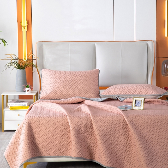 91家纺网 家纺一手货源 找家纺 美丽折2025夏季新品高端加厚全冰丝生物基乳胶凉席三件套 水洗天然乳胶凉席 豆沙T