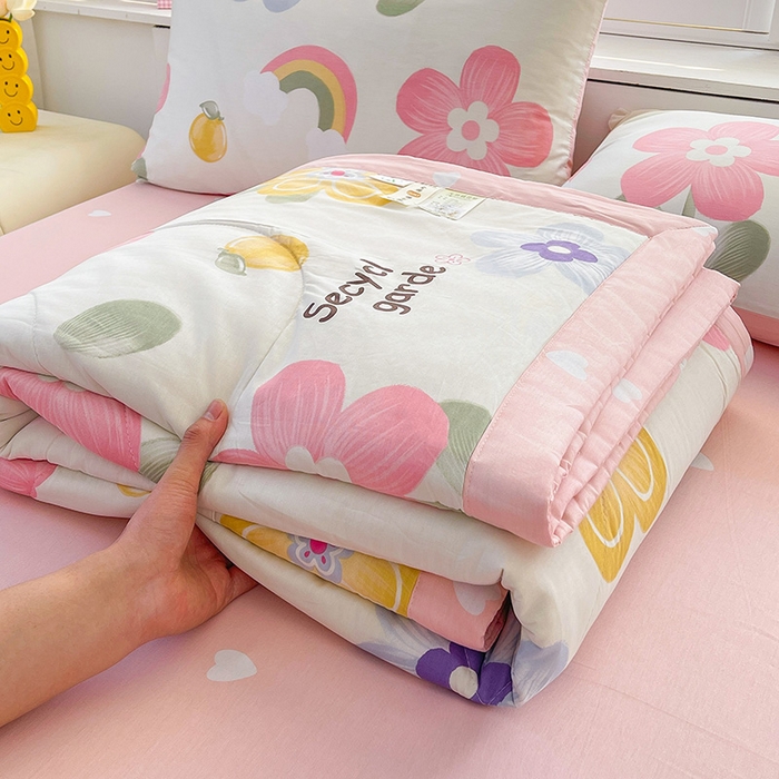 91家纺网 家纺一手货源 找家纺 思雅庭 2025新款里外全棉夏被新疆棉花夏凉被空调被 明媚春光