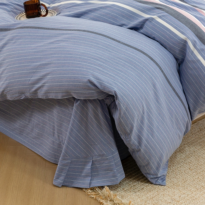 91家纺网 家纺一手货源 找家纺 喜四方 2025新款全棉色织水洗棉四件套 格林（兰）