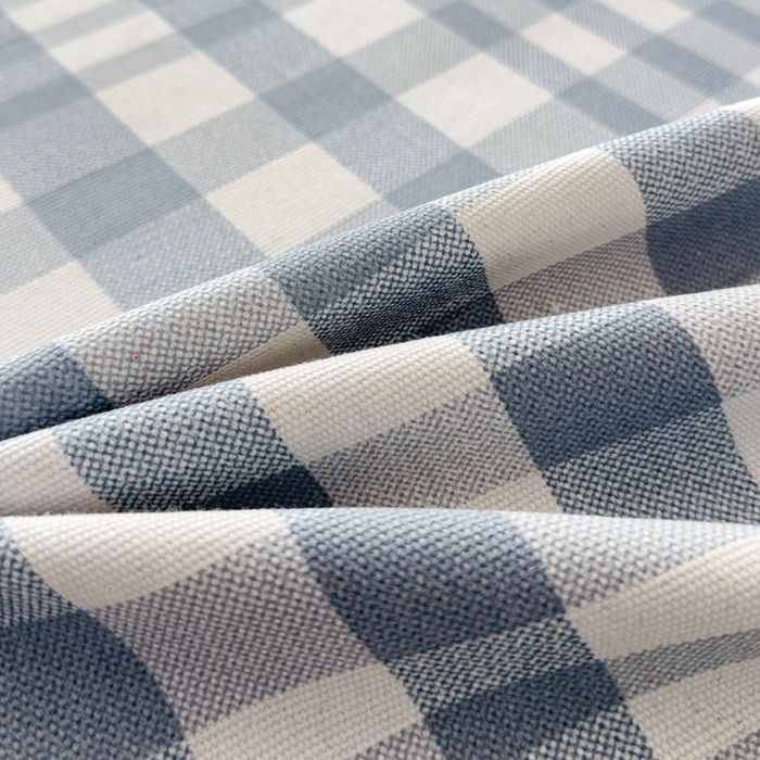 91家纺网 家纺一手货源 找家纺 仟网汇 2025新款活性印染无印纽扣原棉老粗布三件套 蓝白格