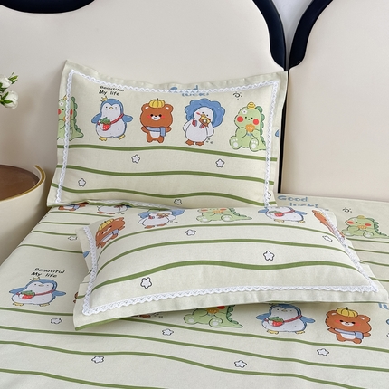 91家纺网 家纺一手货源 找家纺 仟网汇 2025全棉老粗布蕾丝花边三件套（无纺布手提包装） 动物园