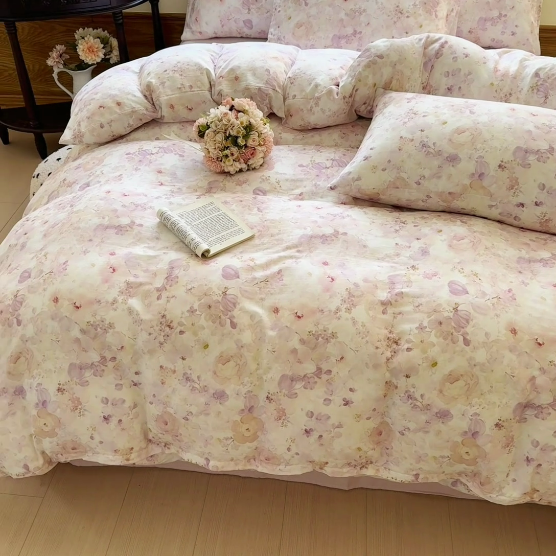 91家纺网 家纺一手货源 找家纺 （总）雪夫人 2025新款A类全棉有氧双层纱四件套