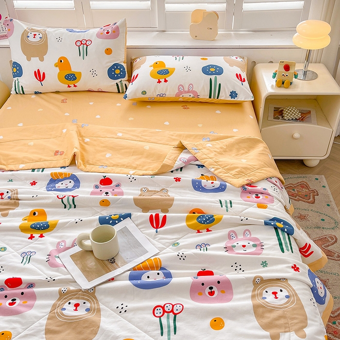 91家纺网 家纺一手货源 找家纺 思雅庭 2025新款里外全棉夏被新疆棉花夏凉被空调被 萌宠派对