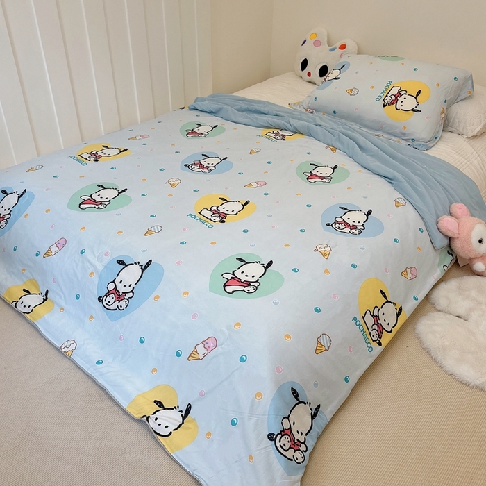 91家纺网 家纺一手货源 找家纺 兜米家居 2025夏季新品三丽鸥深睡双感针织凉感空调被夏被 炫彩怕洽购