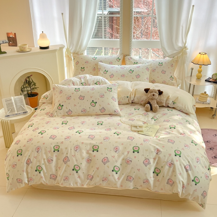 91家纺网 家纺一手货源 找家纺 仔仔熊 2025新款全棉印花系列被套 粉红小猪