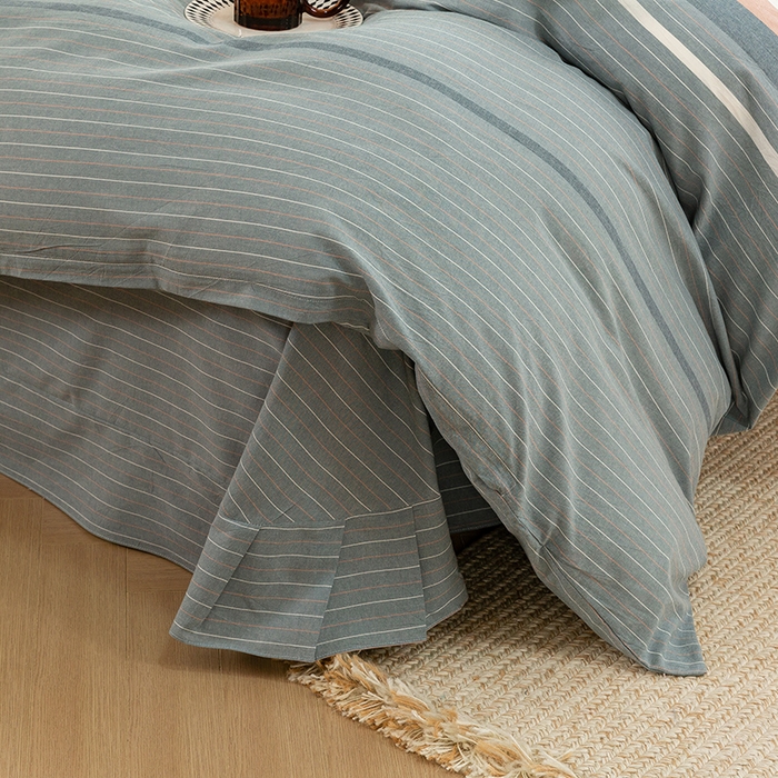 91家纺网 家纺一手货源 找家纺 喜四方 2025新款全棉色织水洗棉四件套 格林（灰）