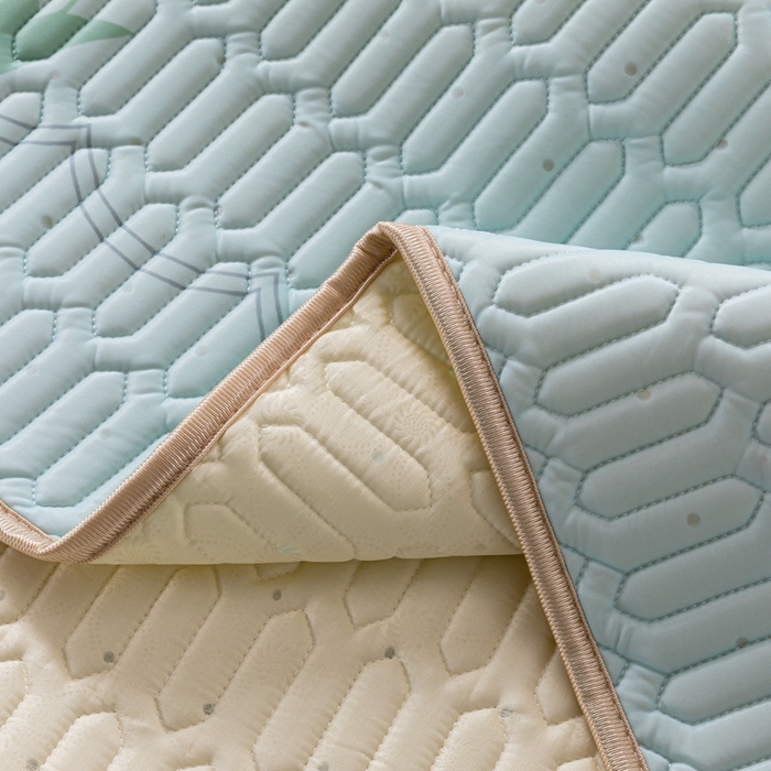 91家纺网 家纺一手货源 找家纺 美丽折2025新品6mm厚天然乳胶凉席三件套 大版印花卡通乳胶凉席平铺款 温婉花镜-蓝