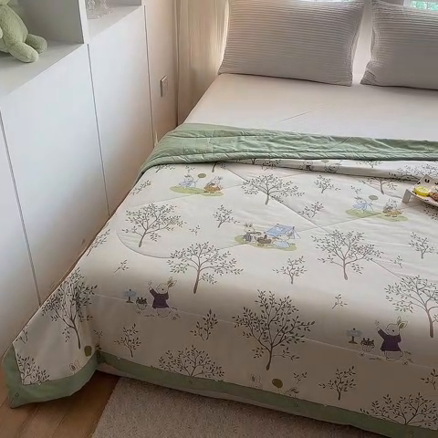 91家纺网 家纺一手货源 找家纺 瑜珠家纺 2025新款里外全棉棉花夏被 丛林兔