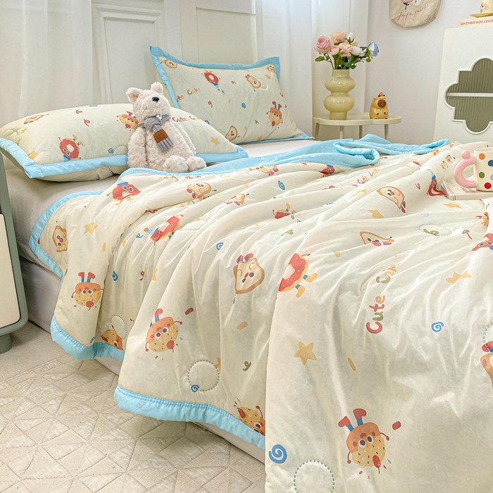 91家纺网 家纺一手货源 找家纺 顺顺家纺 2025新款凉感丝印花夏被空调被 马克吐司