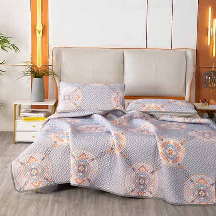 美丽折2025夏季新品高端加厚全冰丝生物基乳胶凉席三件套 水洗天然乳胶凉席 富贵华庭紫