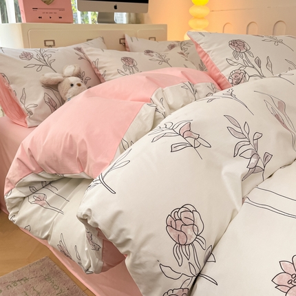 91家纺网 家纺一手货源 找家纺 仔仔熊 2025新款全棉印花四件套 春日