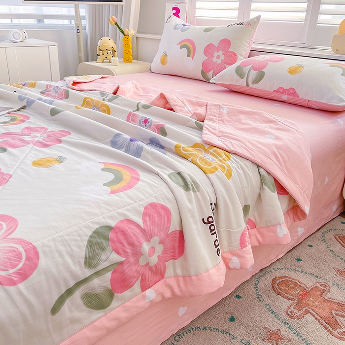 91家纺网 家纺一手货源 找家纺 思雅庭 2025新款里外全棉夏被新疆棉花夏凉被空调被 明媚春光