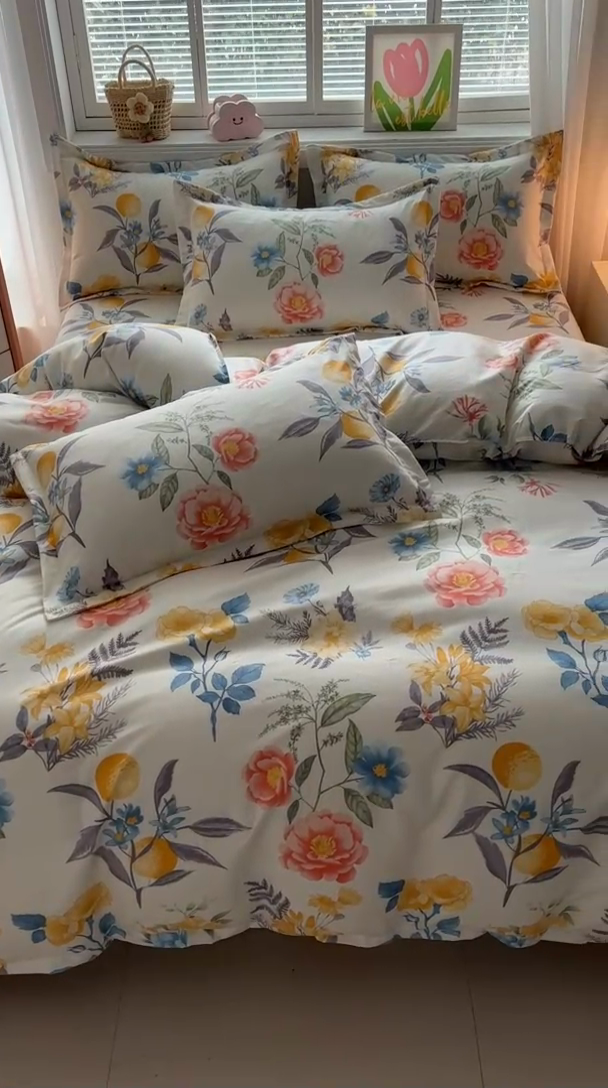 91家纺网 家纺一手货源 找家纺 爱一个家 2025新款植物羊绒四件套 幽幽花香