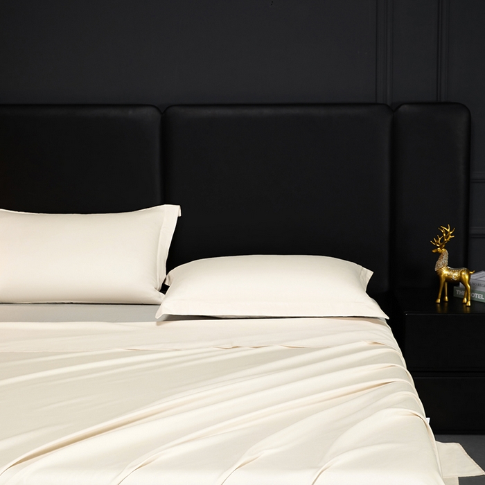 91家纺网 家纺一手货源 找家纺 秀色2025新款A类高端100s新疆长绒棉纯棉床单单件全棉单人贡缎加厚被单三件套 莫奈-皓月白