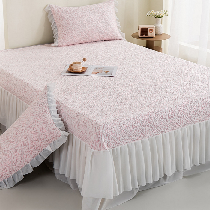 91家纺网 家纺一手货源 找家纺 鑫姿 2025新款5A抗菌凉席床裙款-雅致系列 雅致床裙款-冰粉