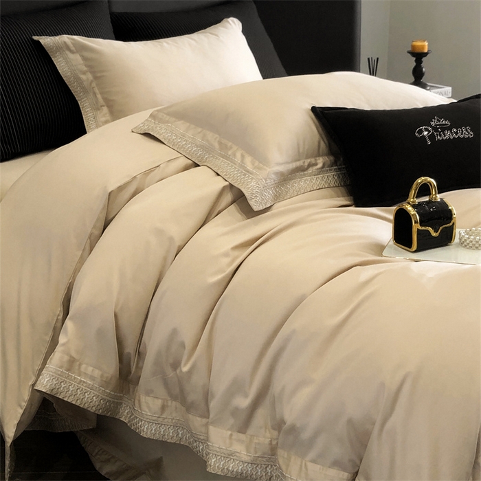 91家纺网 家纺一手货源 找家纺 保罗圣迪奥 2025新款50双股全棉长绒棉四件套-艾瑟琳系列 艾瑟琳-香槟金