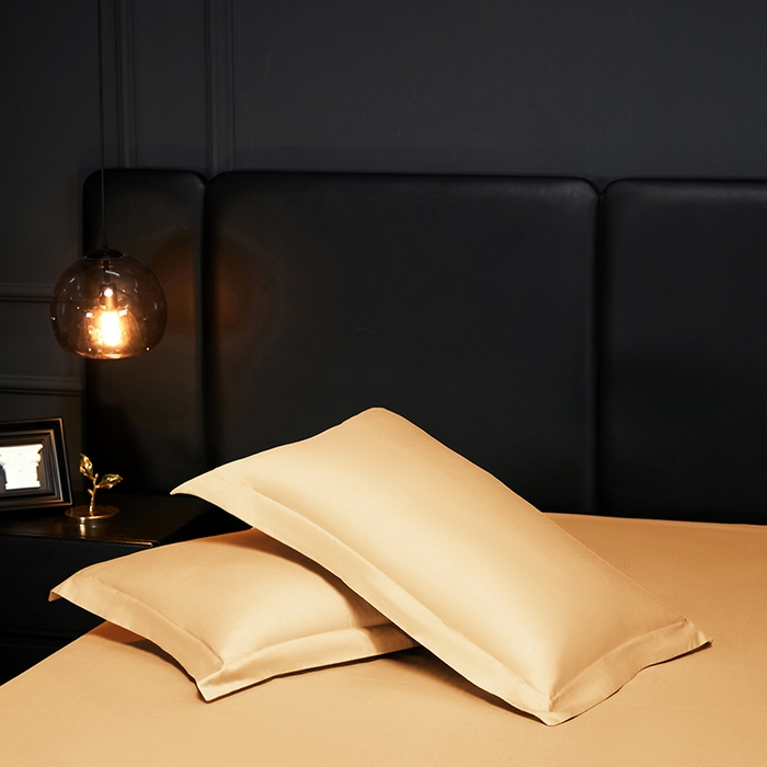 91家纺网 家纺一手货源 找家纺 秀色2025新款A类高端100s新疆长绒棉纯棉床单单件全棉单人贡缎加厚被单三件套 莫奈-南瓜橘