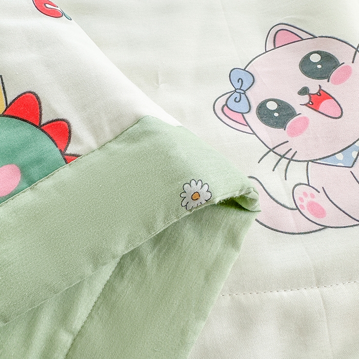 91家纺网 家纺一手货源 找家纺 瑜珠家纺 2025新款里外全棉棉花夏被 快乐卡通