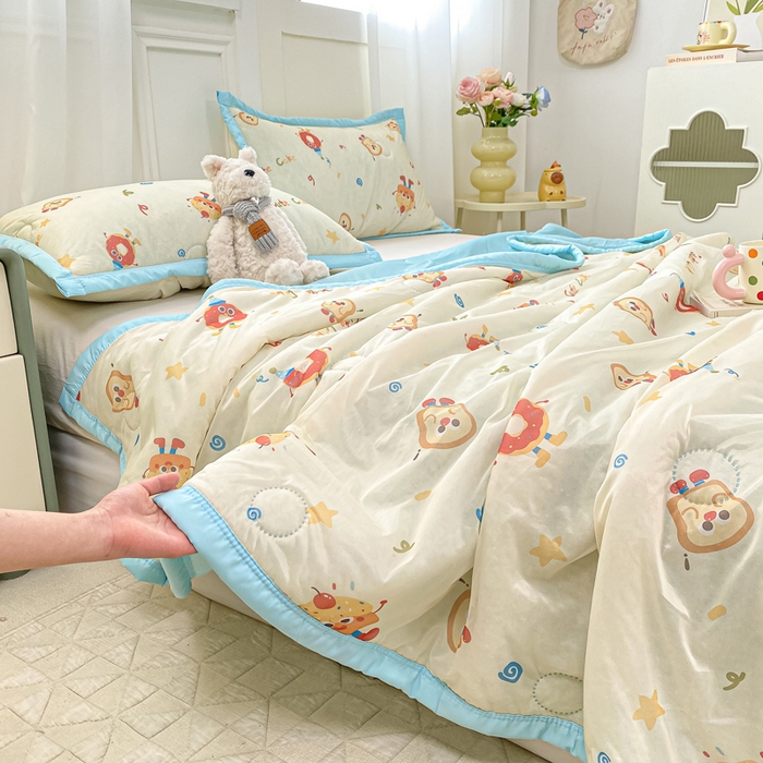 91家纺网 家纺一手货源 找家纺 顺顺家纺 2025新款凉感丝印花夏被空调被 马克吐司