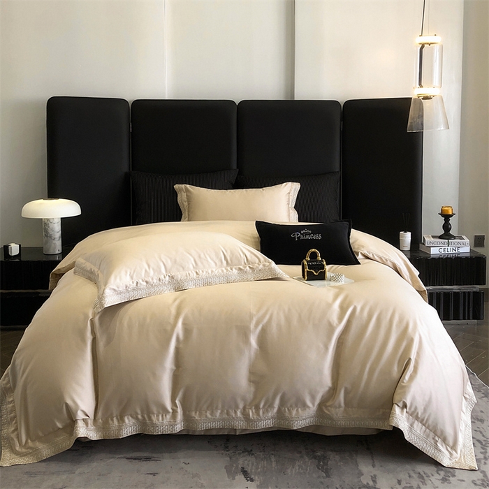 91家纺网 家纺一手货源 找家纺 保罗圣迪奥 2025新款50双股全棉长绒棉四件套-艾瑟琳系列 艾瑟琳-香槟金