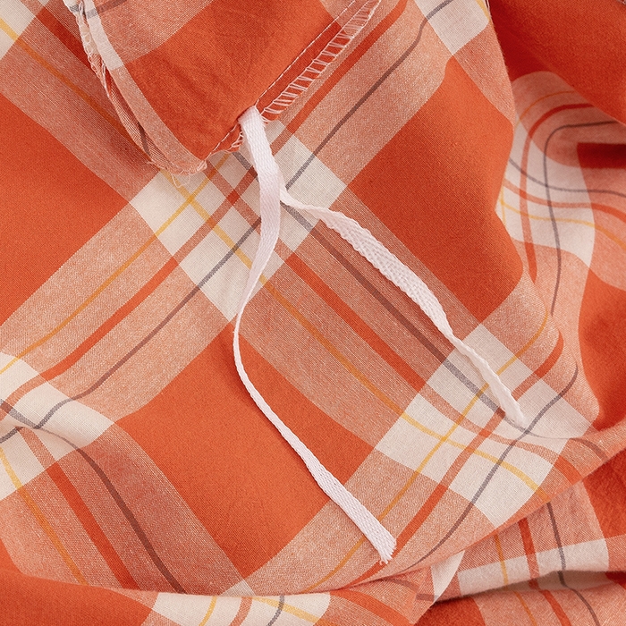 91家纺网 家纺一手货源 找家纺 喜四方 2025新款全棉色织水洗棉四件套 罗兰（桔）