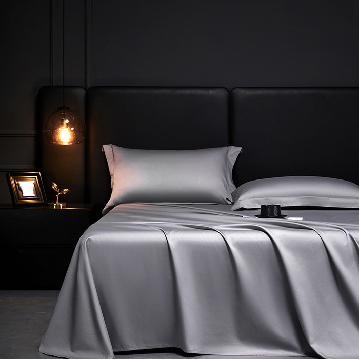 91家纺网 家纺一手货源 找家纺 秀色2025新款A类高端100s新疆长绒棉纯棉床单单件全棉单人贡缎加厚被单三件套 莫奈-典雅灰