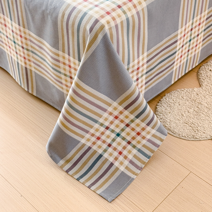 91家纺网 家纺一手货源 找家纺 仟网汇 2025新款活性印染无印纽扣原棉老粗布三件套 清雅灰