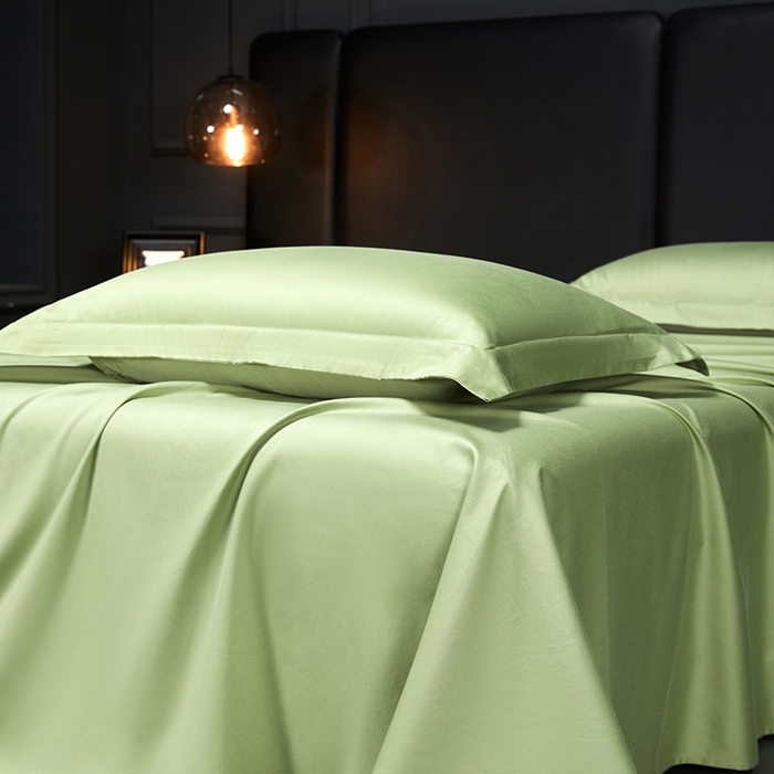 91家纺网 家纺一手货源 找家纺 秀色2025新款A类高端100s新疆长绒棉纯棉床单单件全棉单人贡缎加厚被单三件套 莫奈-艾绿