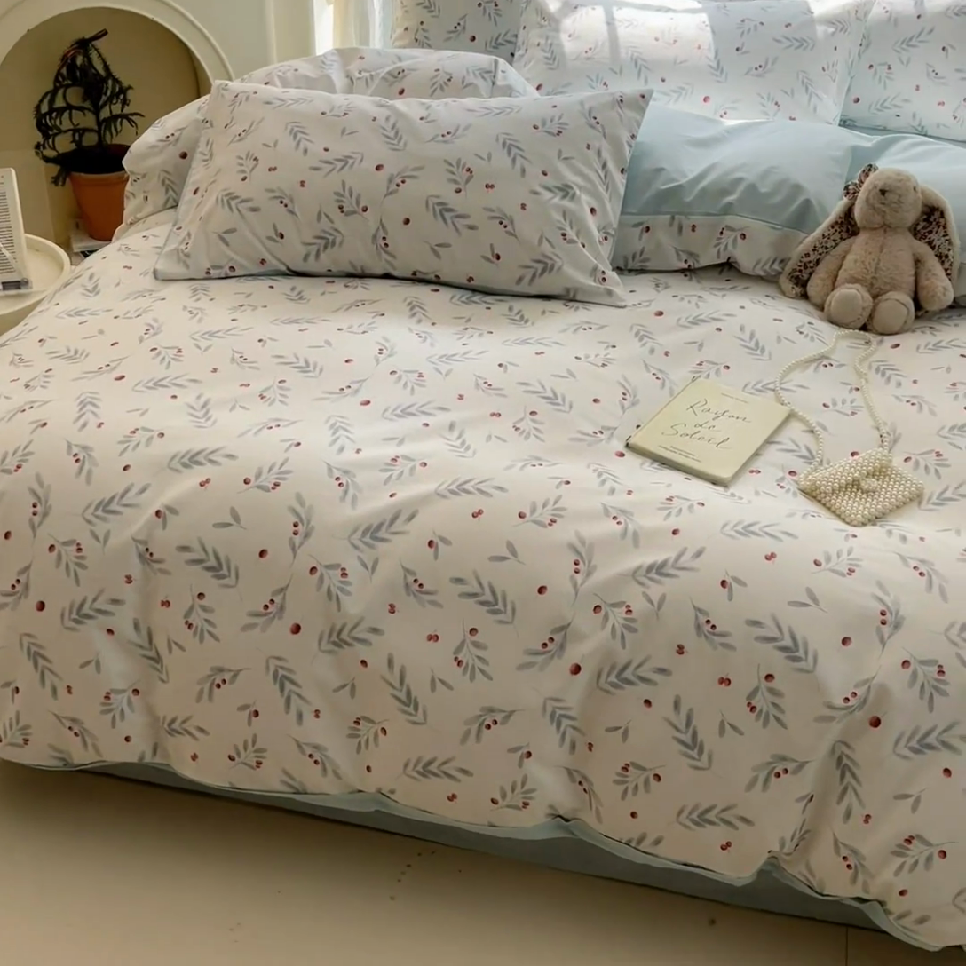 91家纺网 家纺一手货源 找家纺 仔仔熊 2025新款全棉印花系列被套 清新植物