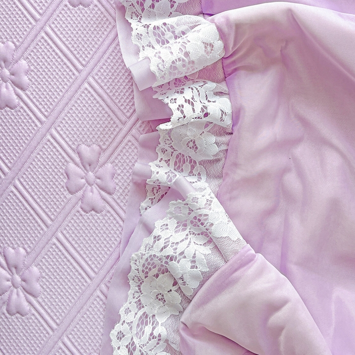 91家纺网 家纺一手货源 找家纺 创爱家纺 2025新款3D提花冰豆豆床裙款凉席夏被四件套 冰豆豆-紫