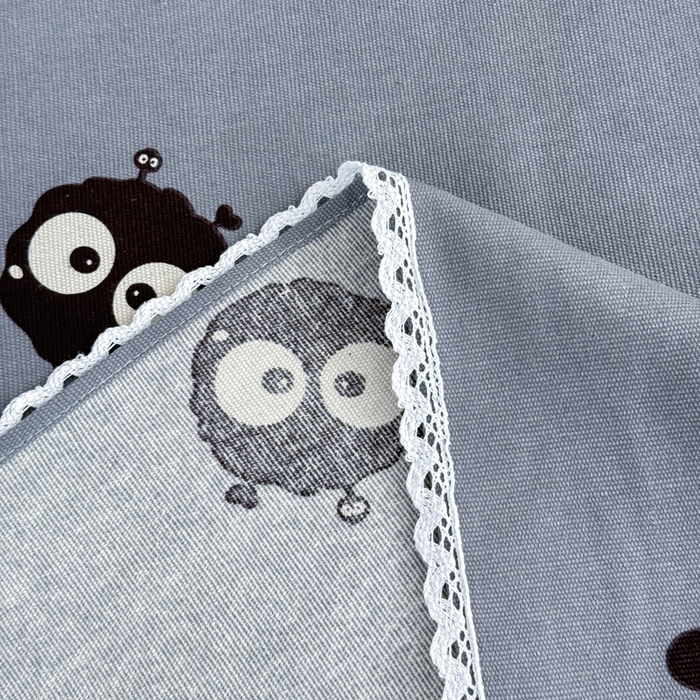 91家纺网 家纺一手货源 找家纺 仟网汇 2025全棉老粗布蕾丝花边三件套（无纺布手提包装） 黑煤球