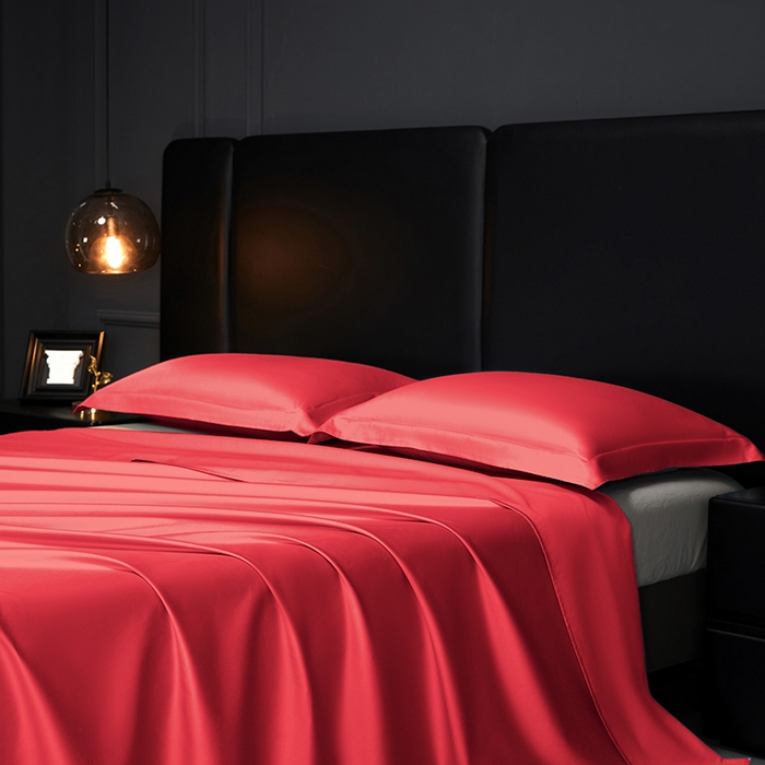 91家纺网 家纺一手货源 找家纺 秀色2025新款A类高端100s新疆长绒棉纯棉床单单件全棉单人贡缎加厚被单三件套 莫奈-海棠红