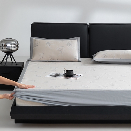 小牛席业 2025新款全PE柳烟冰丝凉席席子（床笠款） 香槟